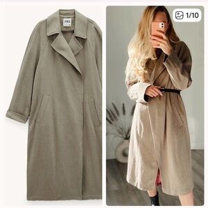 ZARA Rustic Linen Blend Trench Coat